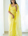 Amiable Lemon Cotton Silk Saree With Fancifull Blouse Piece