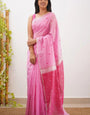 Mellifluous Pink Cotton Silk Saree With Majestic Blouse Piece