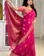 Extraordinary Dark Pink Soft Silk Saree With Most Flattering Blouse Piece
