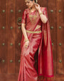 Verdant Dark Pink Soft Silk Saree With Most Flattering Blouse Piece