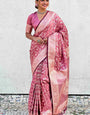 Elegant Pink Soft Silk Saree With Imbrication Blouse Piece