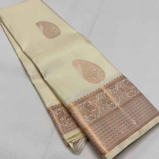 Posh Off White Soft Silk Saree With Resplendent Blouse Piece