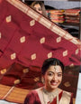 Ineffable Wine Soft Banarasi Silk Saree With Gratifying Blouse Piece