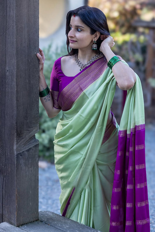 Petrichor Sea Green Soft Silk Saree With Scintilla Blouse Piece