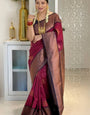 Demure Maroon Soft Silk Saree With Nemesis Blouse Piece