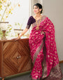 Mesmerising Dark Pink Soft Silk Saree With Embrocation Blouse Piece