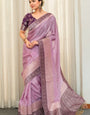 Lassitude Lavender Soft Silk Saree With Beguiling Blouse Piece