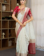 Profuse Off White Soft Silk Saree With Enchanting Blouse Piece