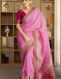 Propinquity Pink Soft Silk Saree With Whimsical Blouse Piece