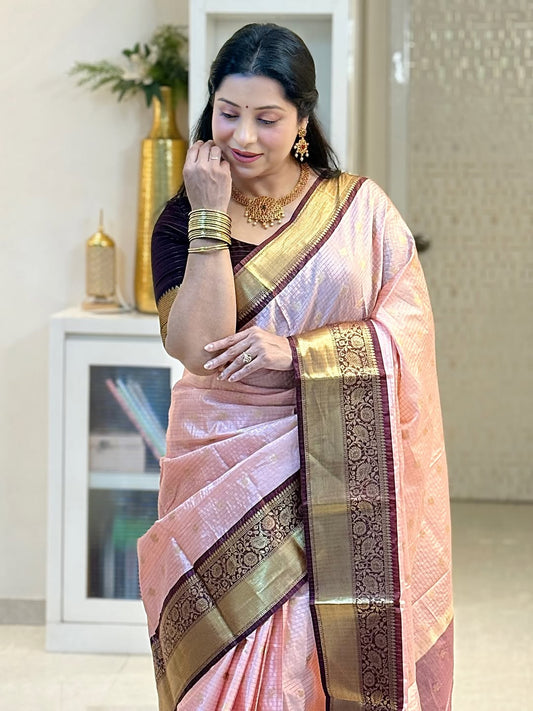Ravishing Baby Pink Soft Silk Saree With Divine Blouse Piece