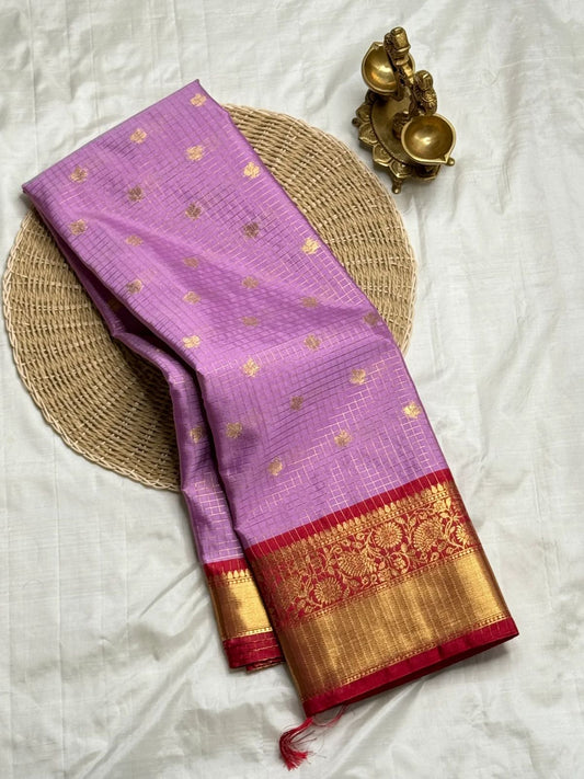 Vivacious Lavender Soft Silk Saree With Petrichor Blouse Piece