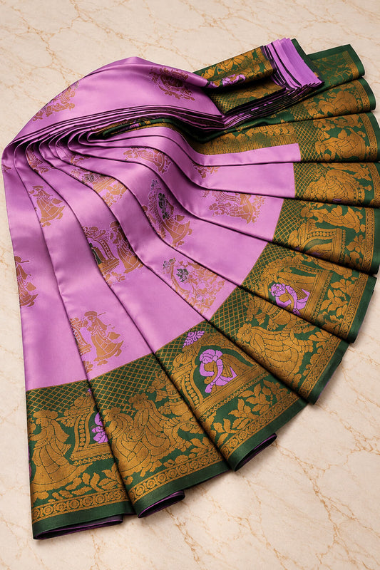 Entrancing Pink Pure Banarasi Silk Saree With Denouement Blouse Piece