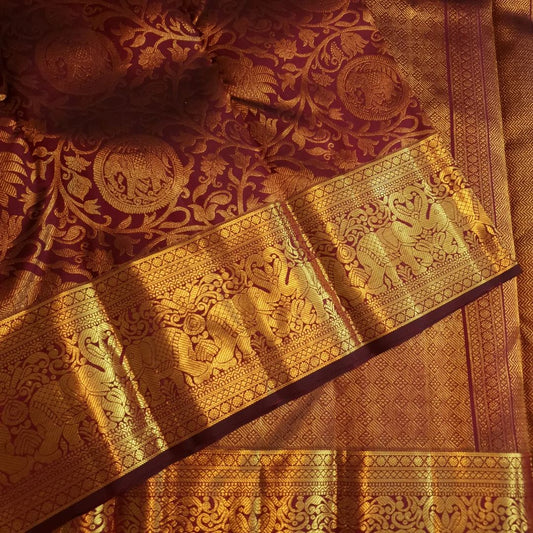 Inspiring Wine Soft Banarasi Silk Saree With Precious Blouse Piece