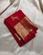 Felicitous Red Soft Banarasi Silk Saree With Incomparable Blouse Piece