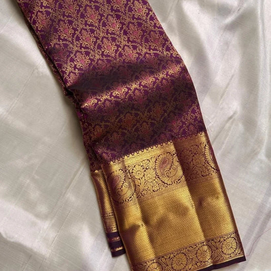 Enthralling Purple Soft Banarasi Silk Saree With Cynosure Blouse Piece