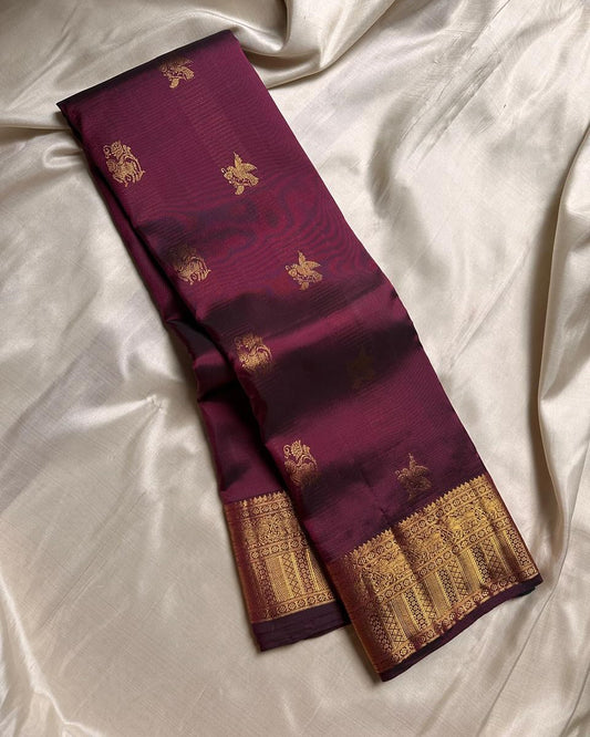 Twirling Pruple Soft Banarasi Silk Saree With Adoring Blouse Piece