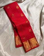 Comely Red Soft Banarasi Silk Saree With Bucolic Blouse Piece