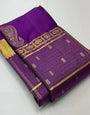 Confounding Purple Soft Banarasi Silk Saree With Comely Blouse Piece