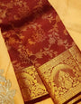 Adorable Wine Soft Banarasi Silk Saree With Scrupulous Blouse Piece