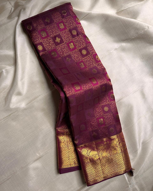 Preferable Purple Soft Silk Saree With Designer Blouse Piece