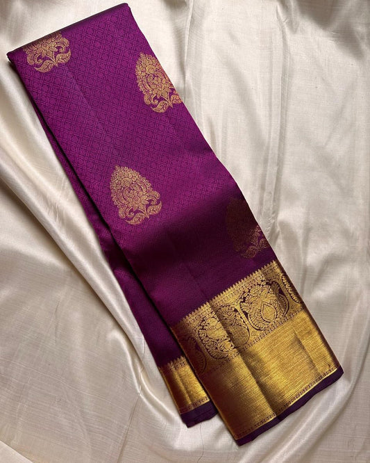Glorious Purple Soft Banarasi Silk Saree With Ratatouille Blouse Piece