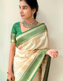 Opulent Biege Soft Silk Saree With Ratatouille Blouse Piece