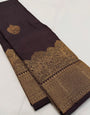 Piquant Brown Soft Banarasi Silk Saree With Improbable Blouse Piece