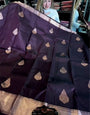 Artistic Purple Soft Banarasi Silk Saree With Prettiest Blouse Piece