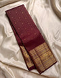 Nemesis Maroon Soft Banarasi Silk Saree With Vivacious Blouse Piece