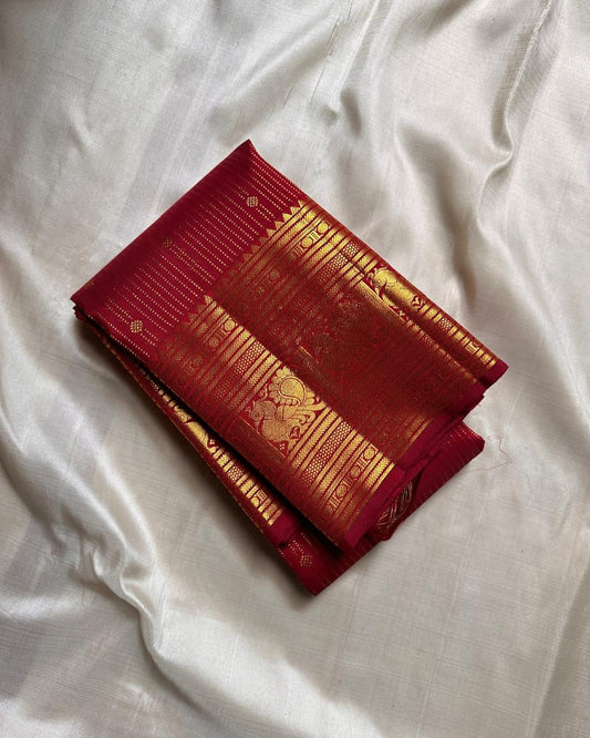 Incredible Red Soft Banarasi Silk Saree With Innovative Blouse Piece