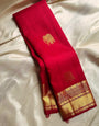 Classic Red Soft Banarasi Silk Saree With Glittering Blouse Piece