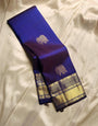Appealing Royal Blue Soft Banarasi Silk Saree With Jazzy Blouse Piece
