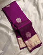 Allure Purple Soft Banarasi Silk Saree With Transcendent Blouse Piece