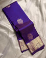 Seraphic Royal Blue Soft Banarasi Silk Saree With Blooming Blouse Piece