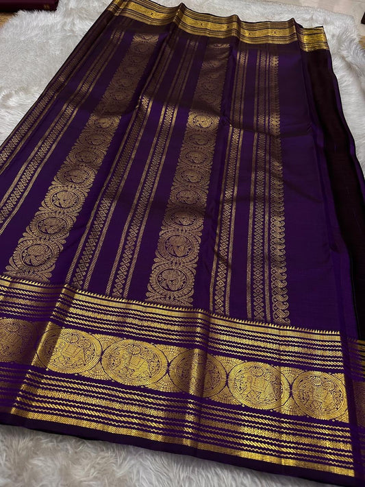 Refreshing Purple Soft Banarasi Silk Saree With Blooming Blouse Piece