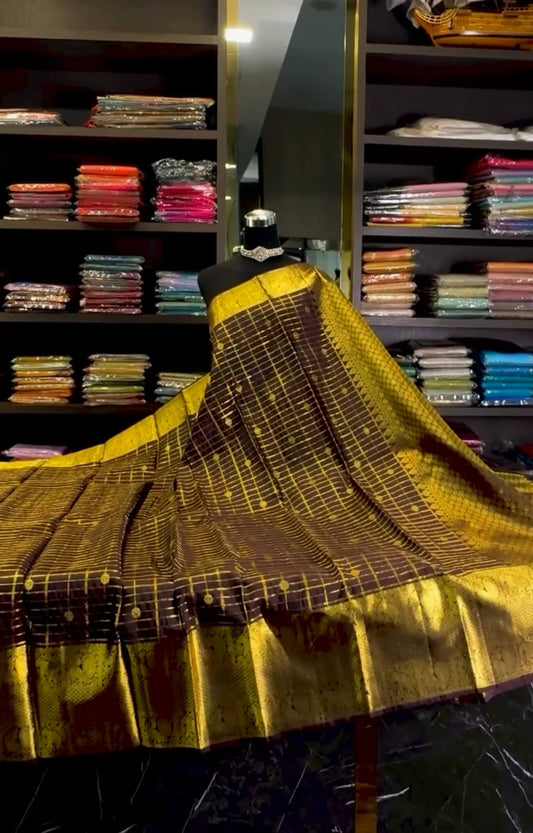 Alluring Brown Soft Banarasi Silk Saree With Extraordinary Blouse Piece
