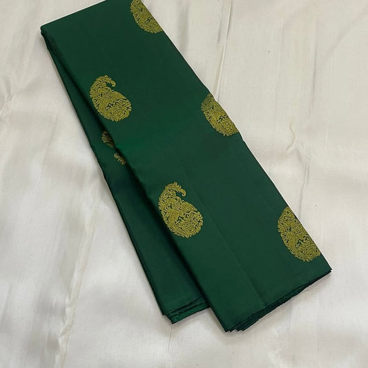 Beguiling Green Soft Banarasi Silk Saree With Desultory Blouse Piece