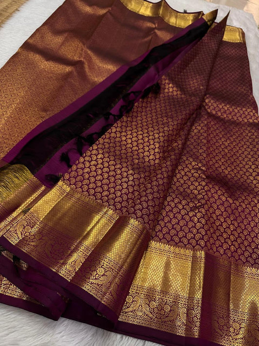 Elision Purple Soft Banarasi Silk Saree With Panoply Blouse Piece