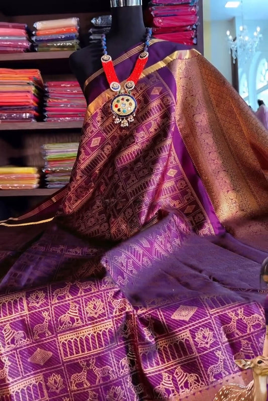 Flamboyant Purple Soft Banarasi Silk Saree With Transcendent Blouse Piece