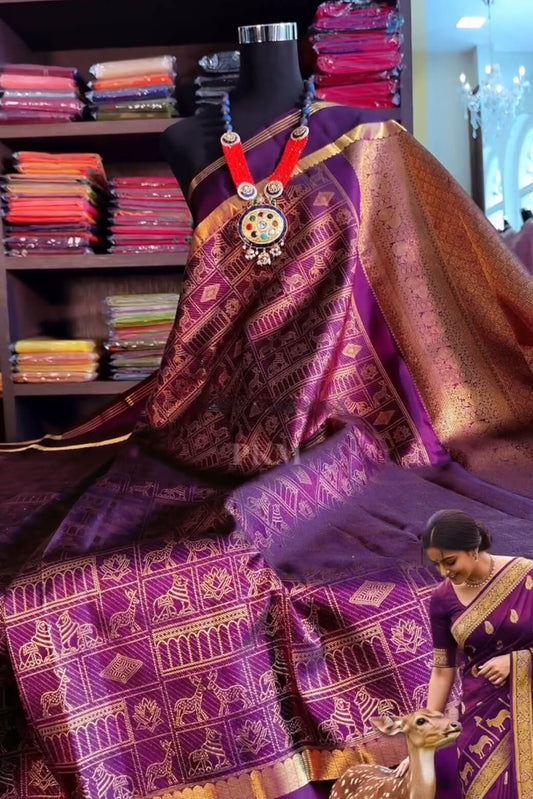 Flamboyant Purple Soft Banarasi Silk Saree With Transcendent Blouse Piece