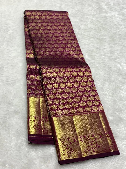 Assemblage Purple Pure Zari Weaving Banarasi Silk Saree With Vibrant Blouse Piece