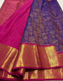 Trendy Purple Soft Banarasi Silk Saree With Stunning Blouse Piece