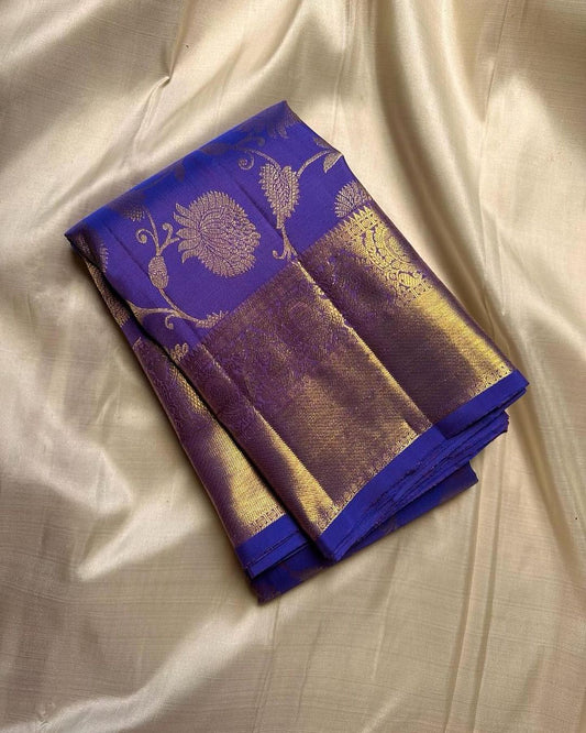 Elegant Royal Blue Soft Banarasi Silk Saree With Classy Blouse Piece
