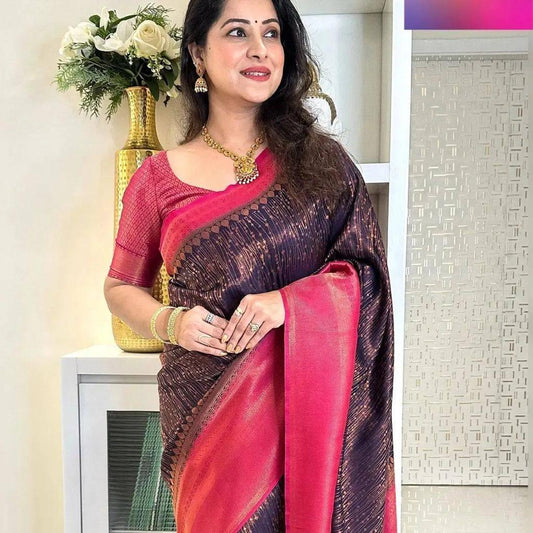 Incredible Blue Soft Banarasi Silk Saree With Majesty Blouse Piece