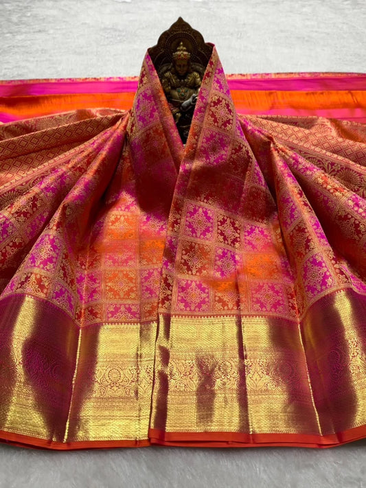 Dazzling Red Soft Banarasi Silk Saree With Extraordinary Blouse Piece