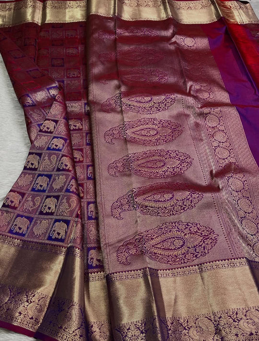 Panoply Purple Soft Banarasi Silk Saree With Delightful Blouse Piece