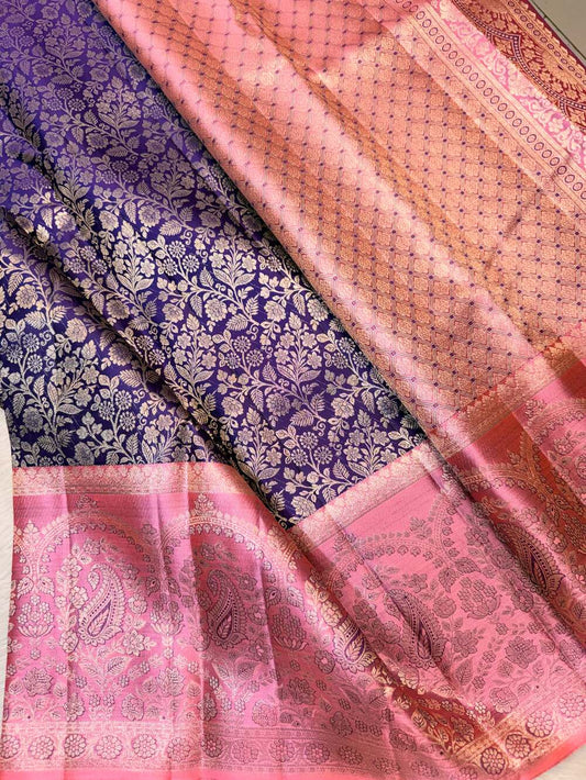 Propinquity Navy Blue Pure Banarasi Silk Saree With Prodigal Blouse Piece