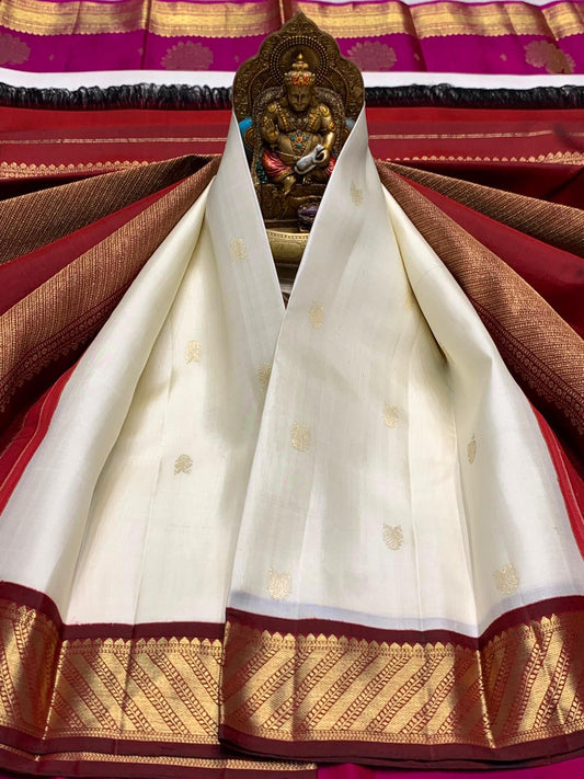 Embellished Beige Pure Banarasi Silk Saree With Sensational Blouse Piece