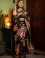 Moiety Black Soft Banarasi Silk Saree With Serendipity Blouse Piece