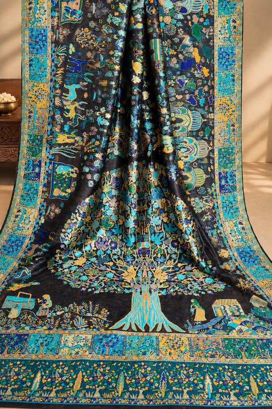 Fairytale Black Pashmina Saree With Mesmerising Blouse Piece